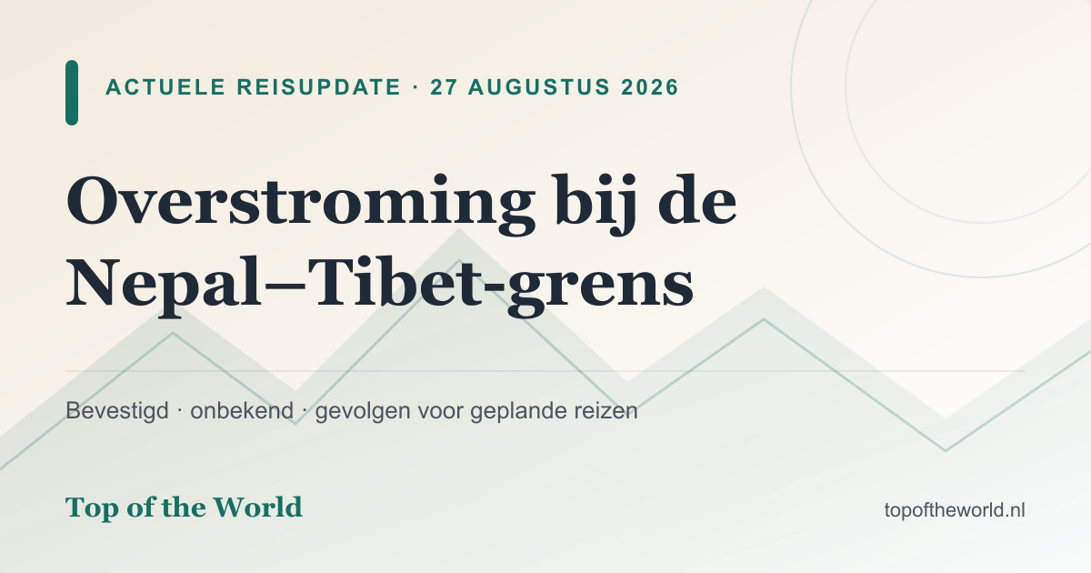 Branded informatiekaart over de overstroming bij de grens tussen Nepal en Tibet.